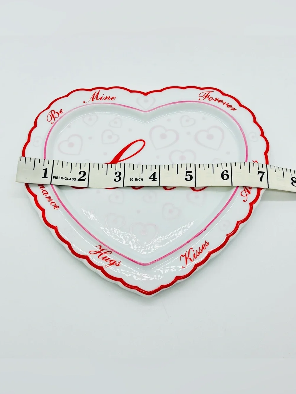 Vtg Romantic Love Heart Ceramic Tray 3 Piece Interlocking Candle Set 3D Coquette